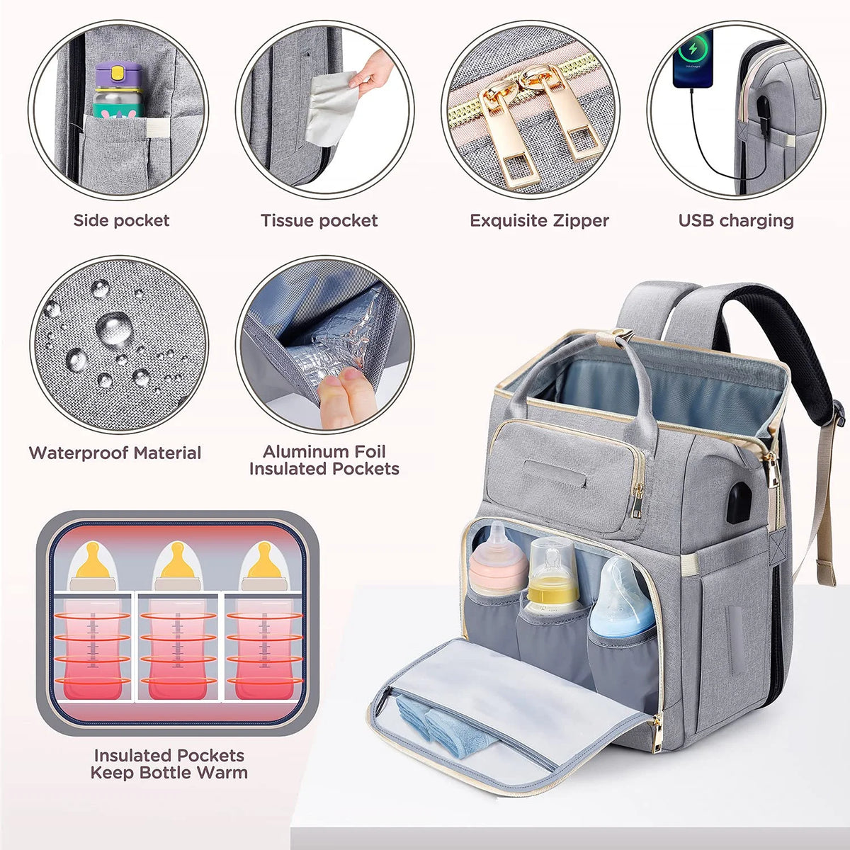 Waterproof Changing Station Backpack Diaper Bag K241