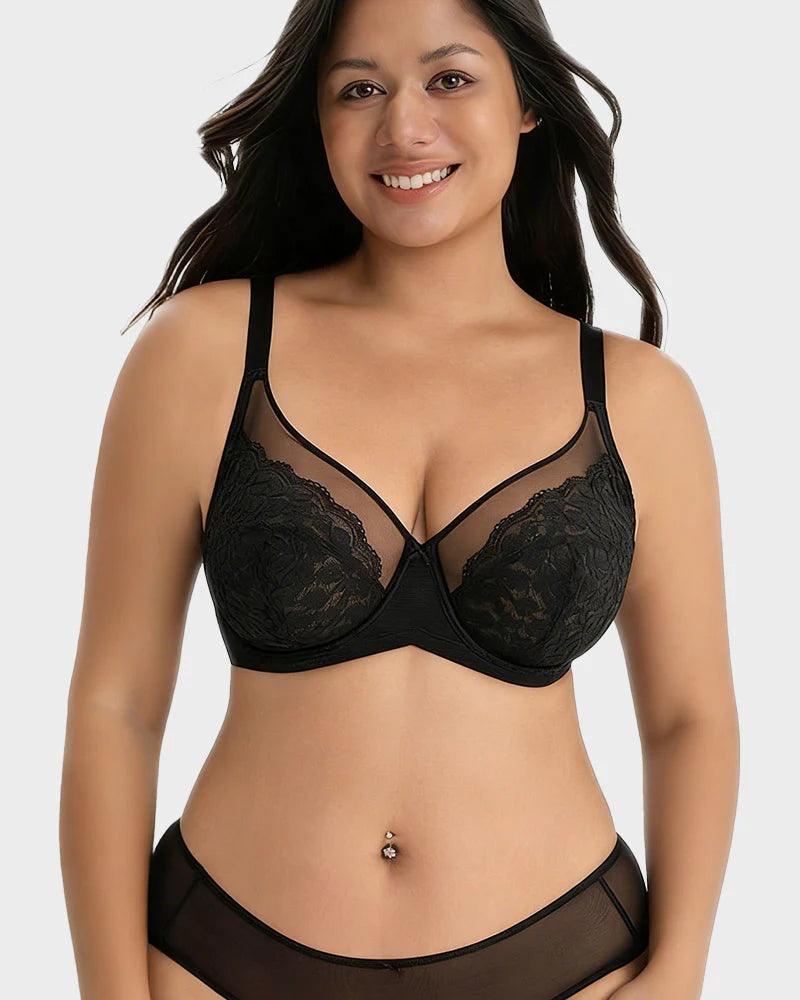 Floral Lace Minimizer Bra Full Coverage D2248