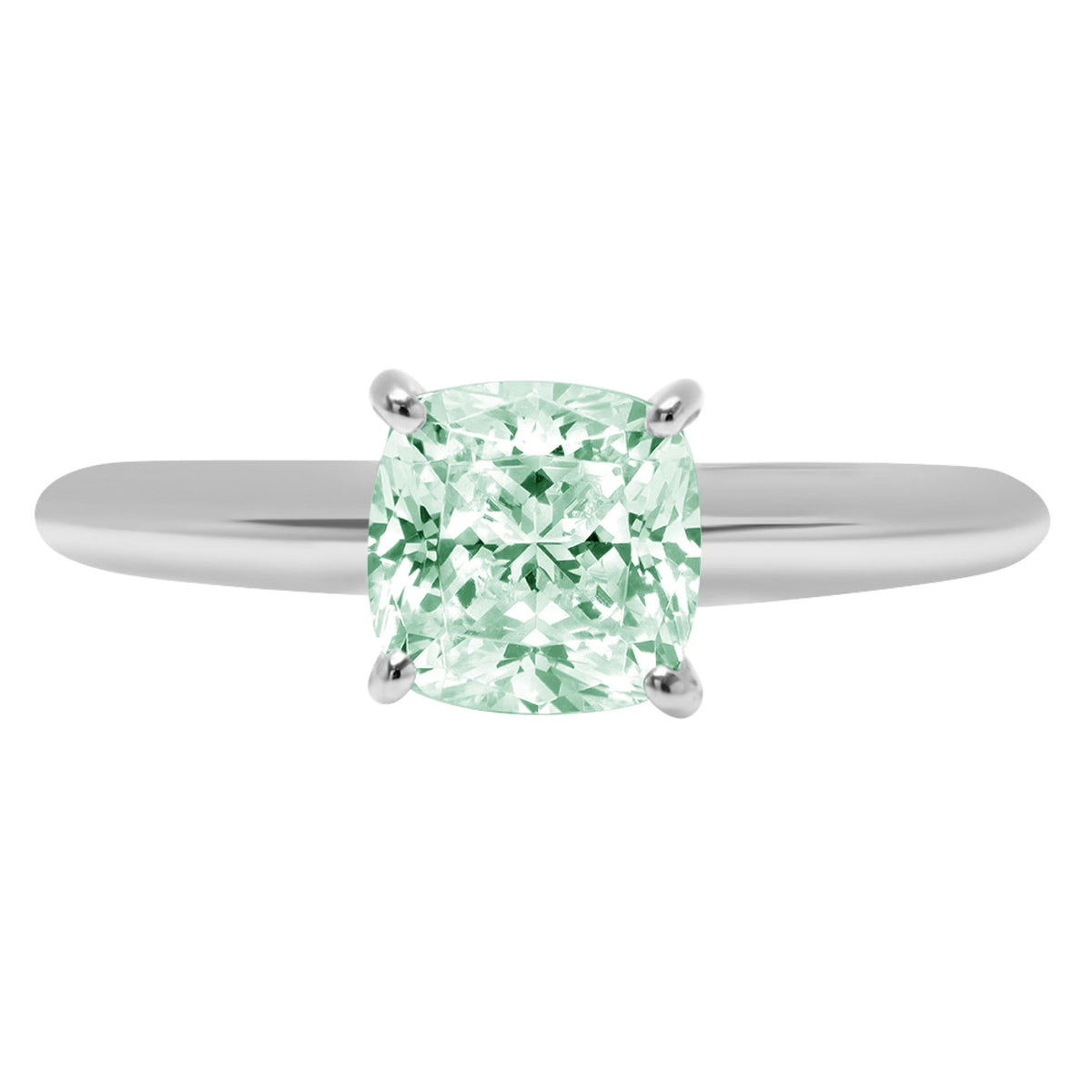 2.0ct Cushion Cut Blue Moissanite 18k White Gold Ring Size 3.75 C963970