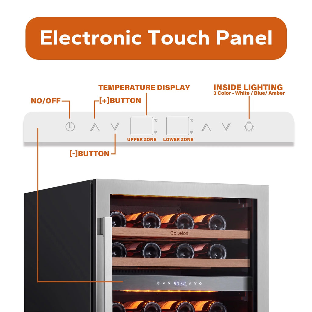 24 Inch 46 Bottle Dual Zone Wine Cooler Refrigerator H377553