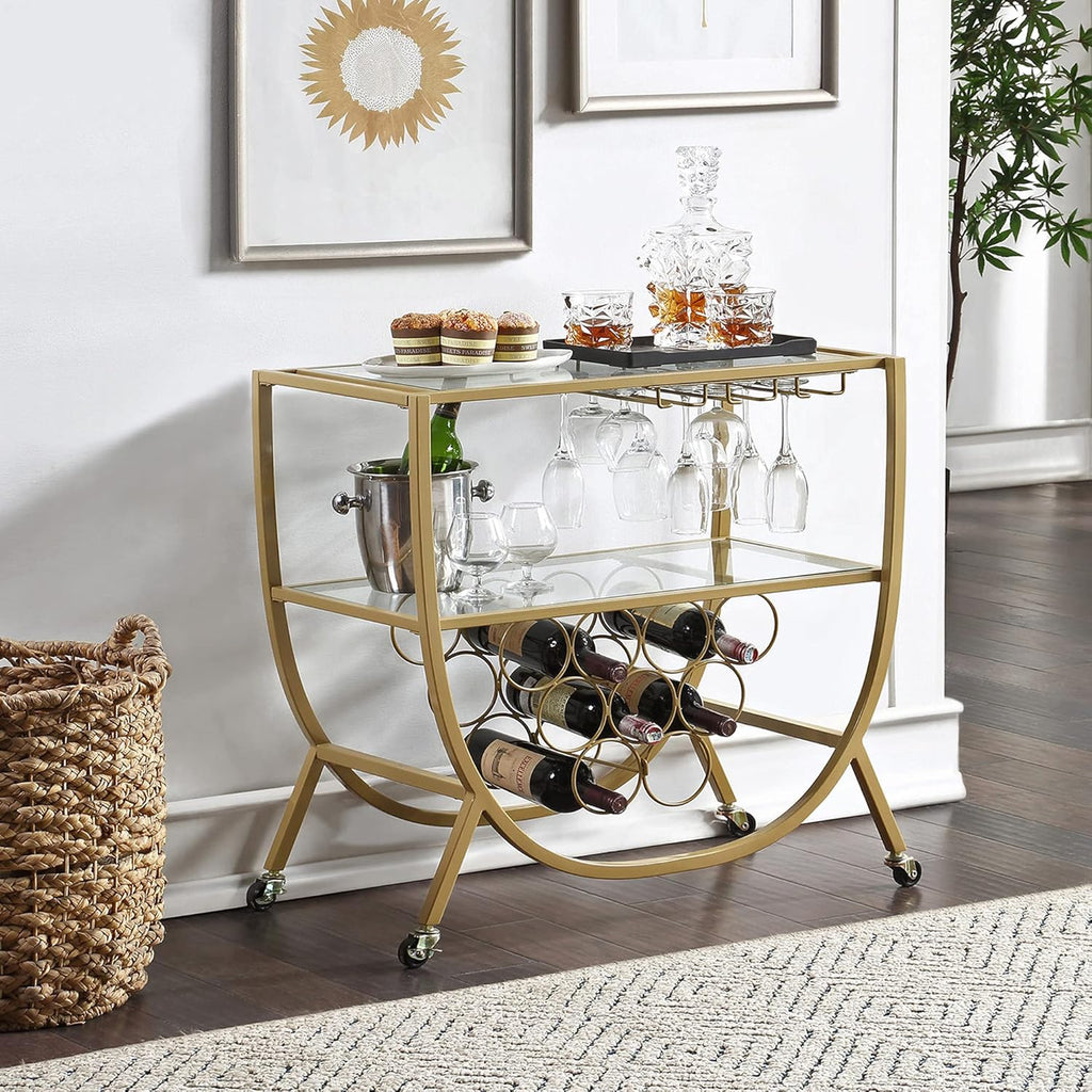 Gold Rounded Bar Cart Z70436
