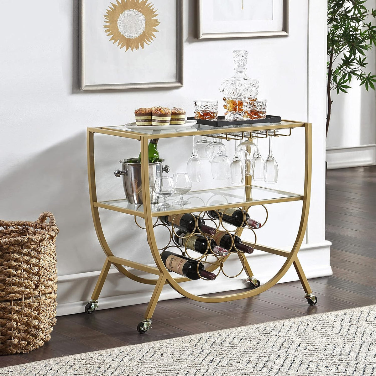 Gold Rounded Bar Cart Z70436