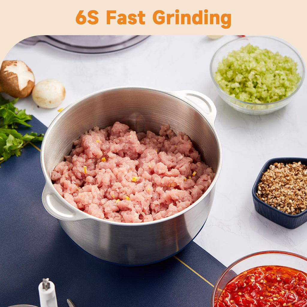 2 Bowls Electric Food Chopper with Meat Grinder B664320
