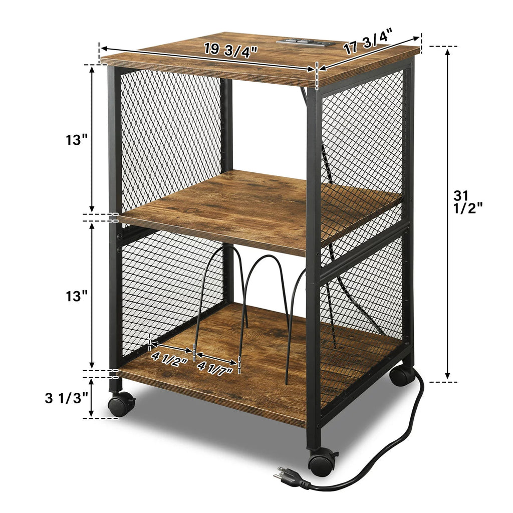 3-Tier Vinyl Record Storage Table with Divider D493