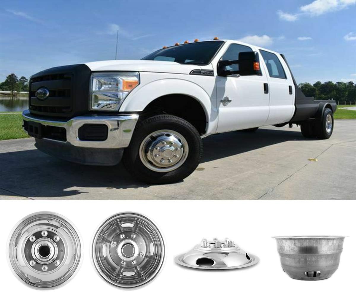 4pcs 17 Stainless Steel Polished Wheel Simulators Hub Caps Rim Covers with Removable Centre Cap I363