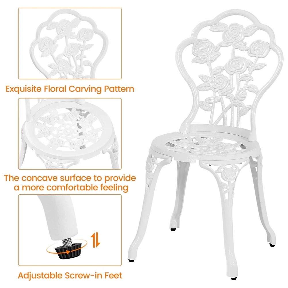 3 Piece Patio Bistro Table Set with Umbrella Hole O3523