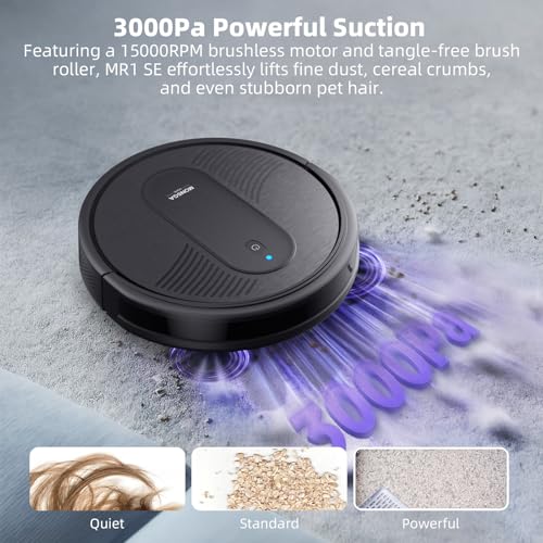 Robot Vacuum Cleaner, 3000Pa Suction, 3.2" Super-Slim, 140Min Runtime Z857686