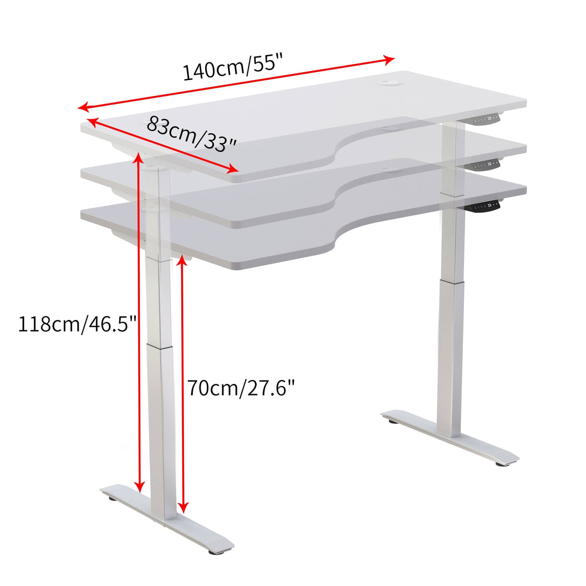 White/Brown L-Shaped Electric Height Adjustable Standing Desk N2671