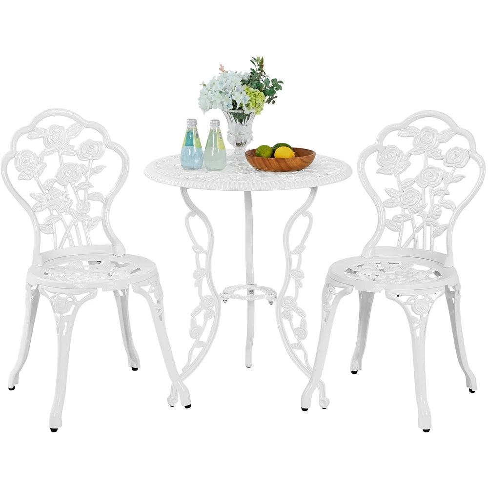 3 Piece Patio Bistro Table Set with Umbrella Hole O3523