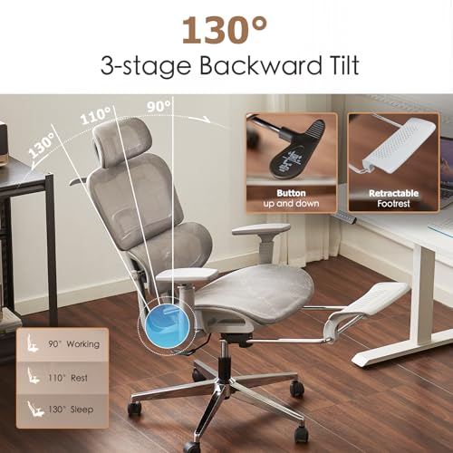 Ergonomic Mesh Office Chair with Footrest T811