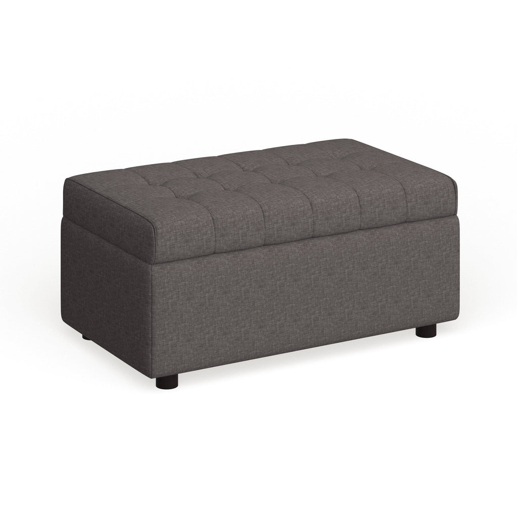 Grey Linen Rectangular Storage Ottoman T6280