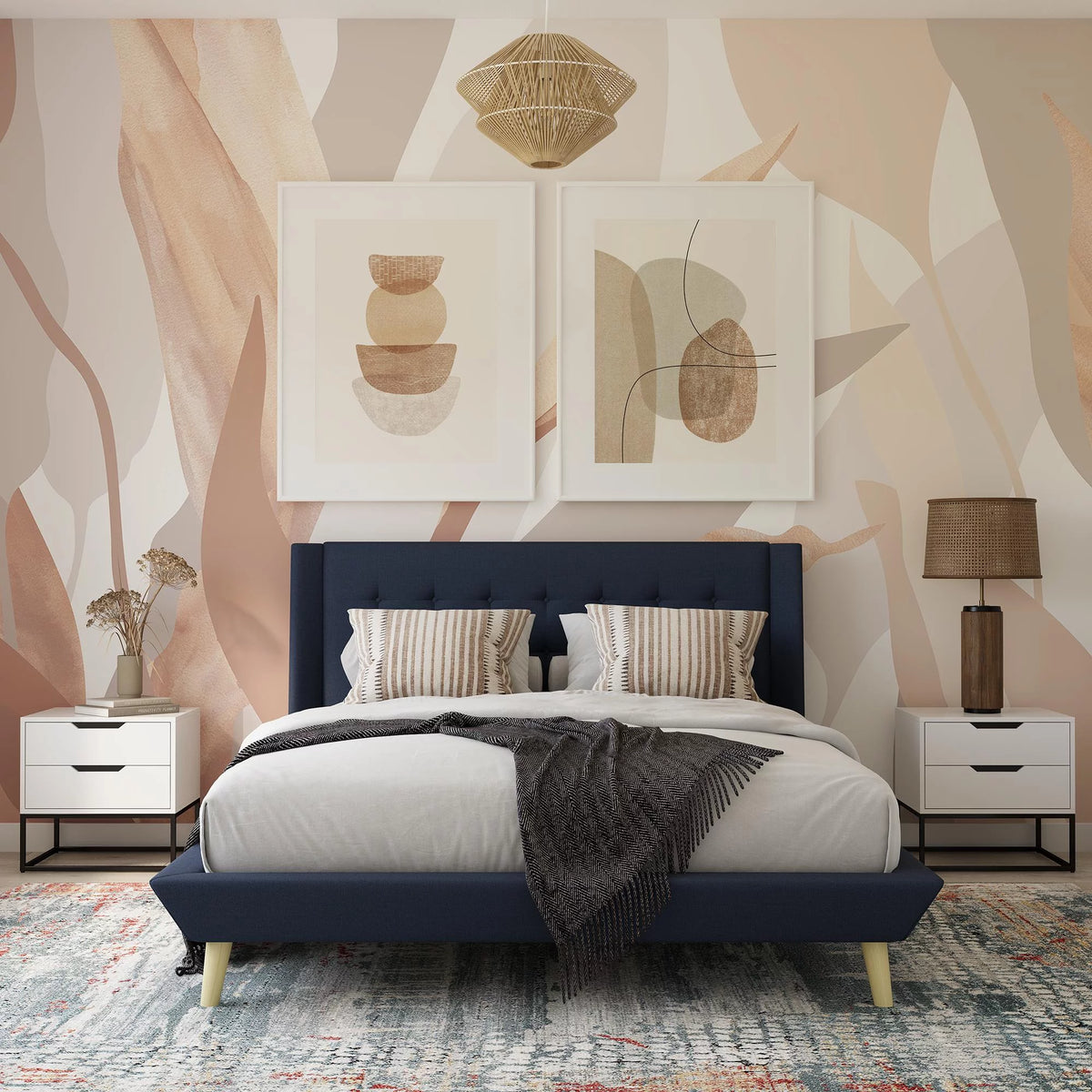 Queen Light Gray Linen Upholstered Bed F291219