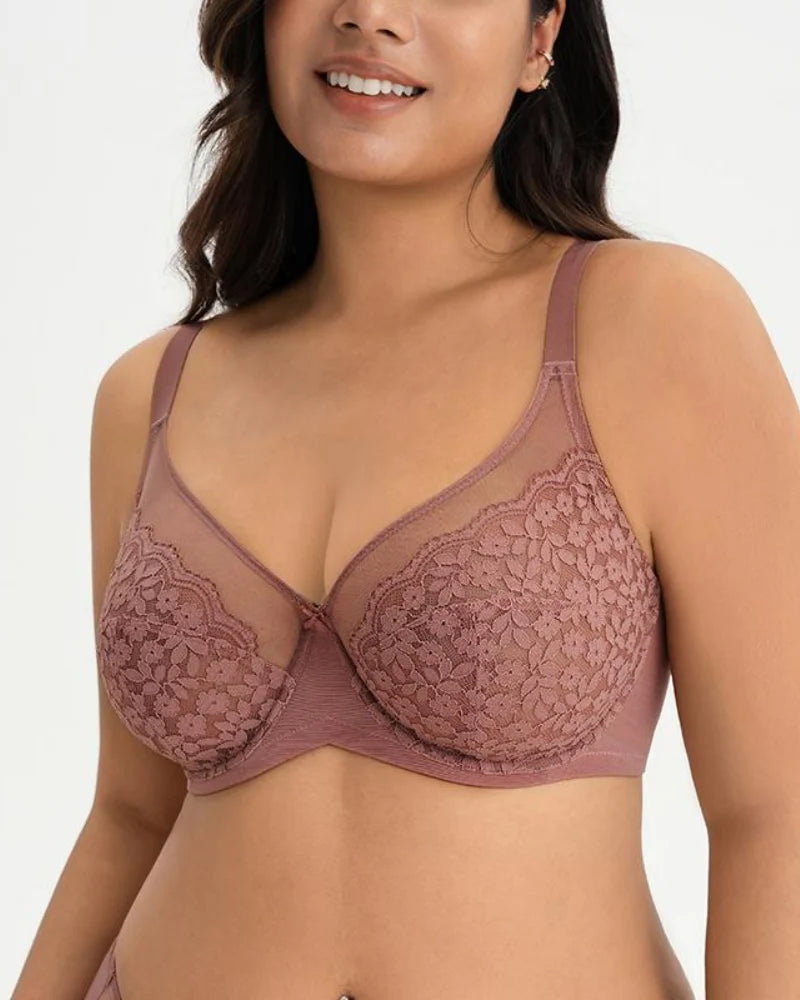 Floral Lace Minimizer Bra Full Coverage D2248