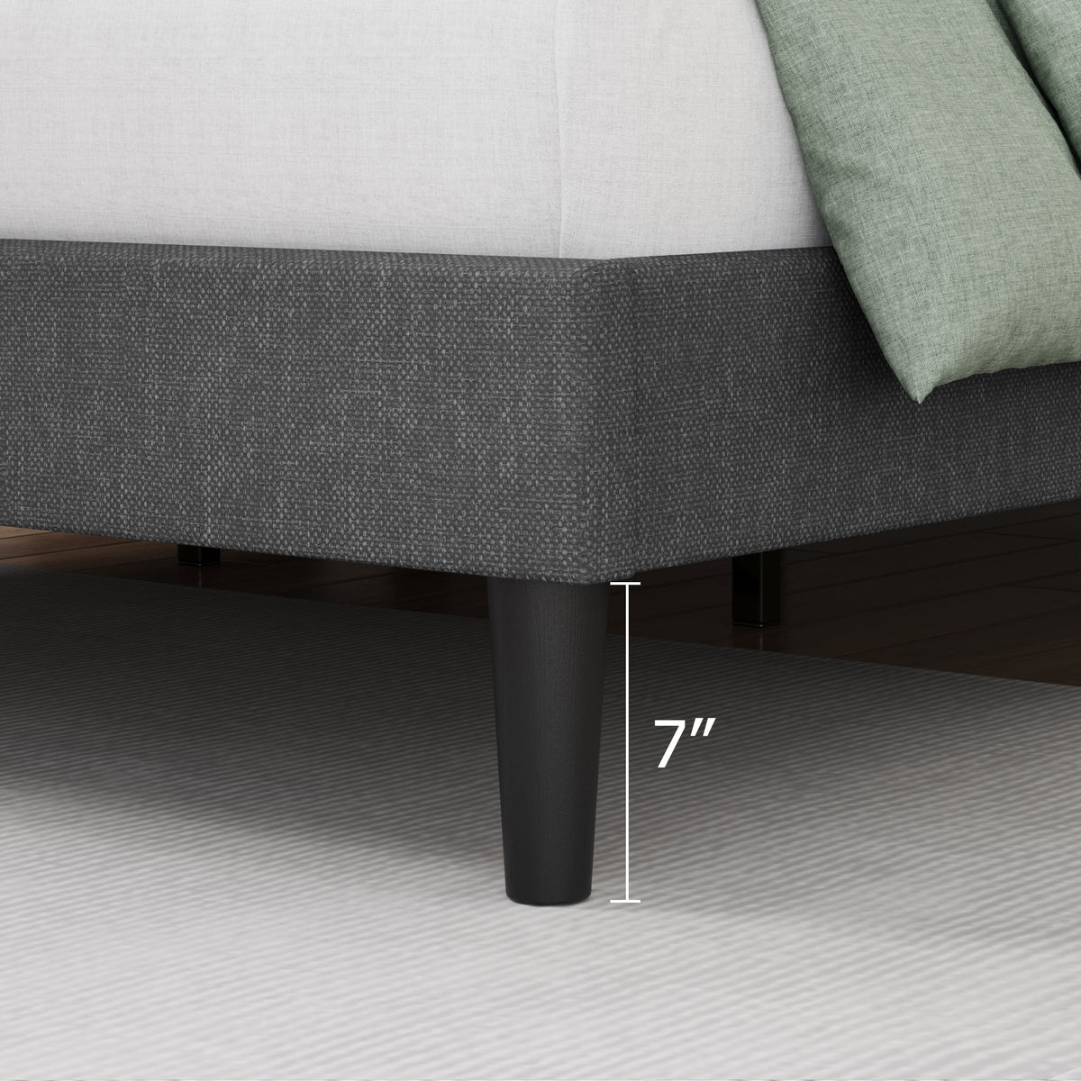 King Size Gray Linen Fabric Bed Frame with Tufted Headboard K173