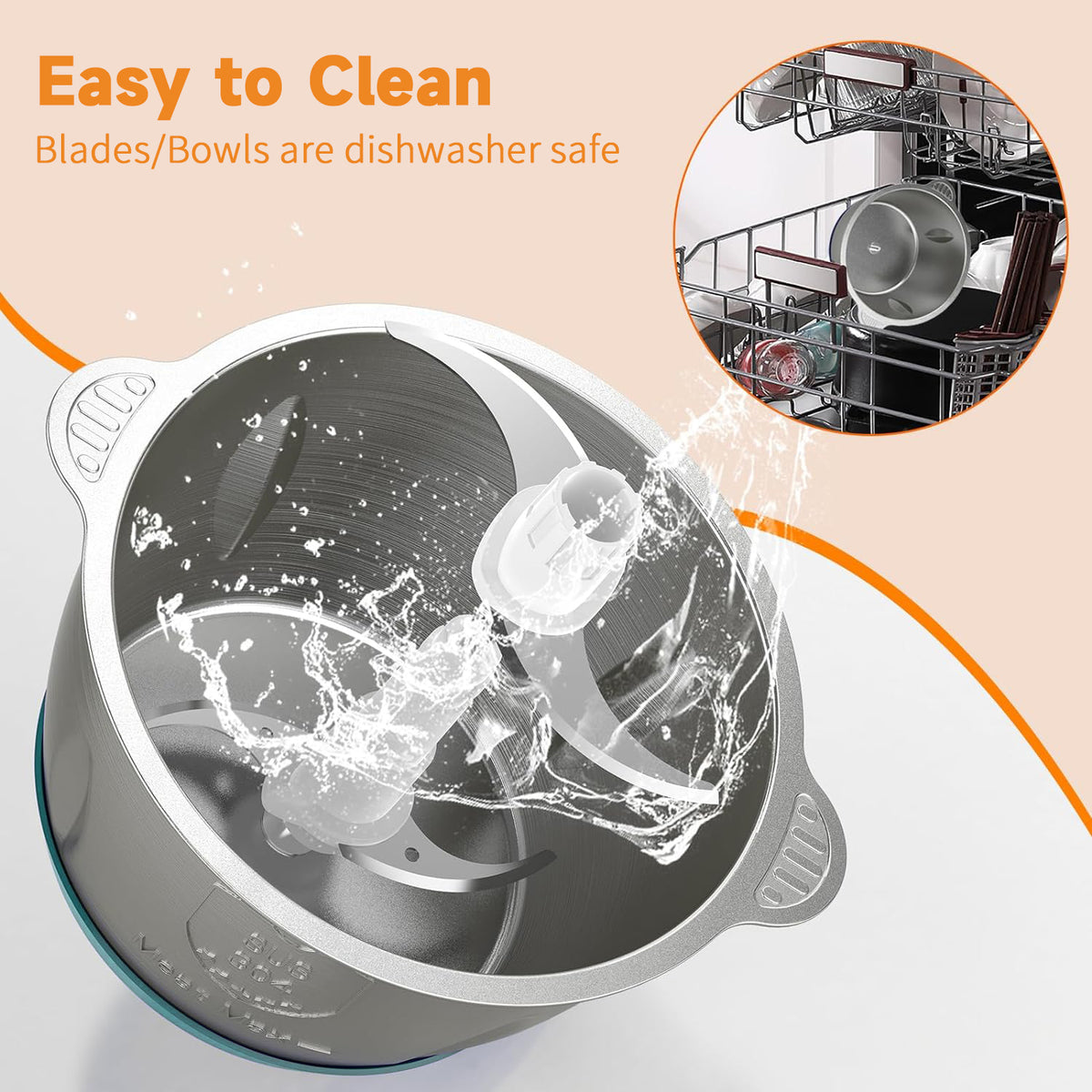 2 Bowls Electric Food Chopper with Meat Grinder B664320