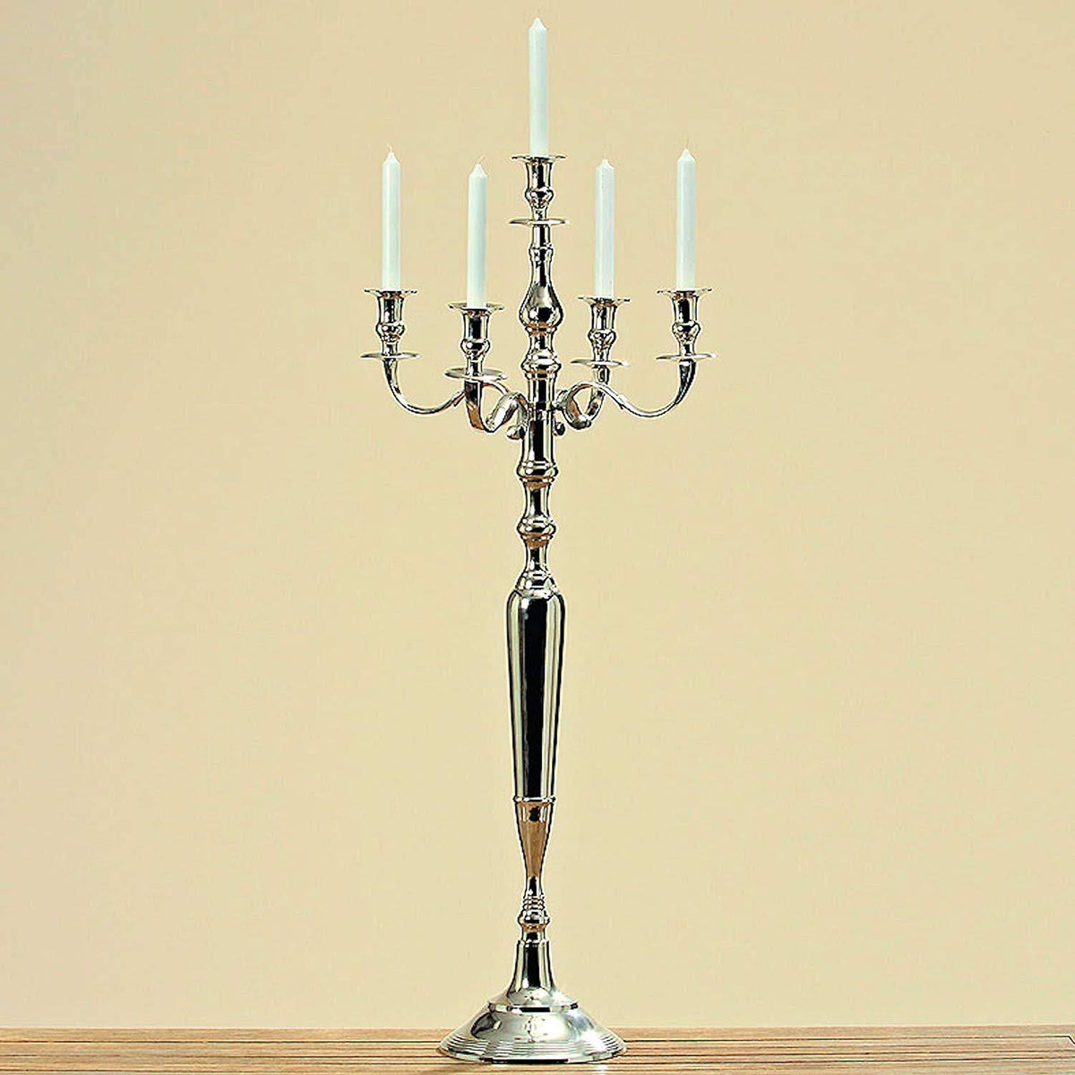 Tall Five Candle Silver Candelabra A5592