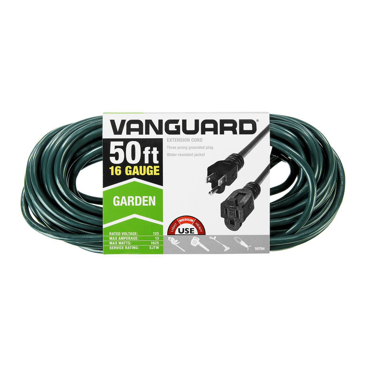 50 ft. 16/3 Gauge Indoor/Outdoor Extension Cord, Green H75606