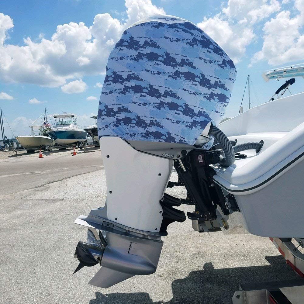 Blue Digital Camo Outboard Motor Cover S8975