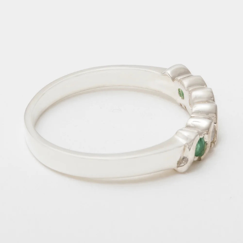 10k White Gold Emerald & Cubic Zirconia Eternity Ring U220000