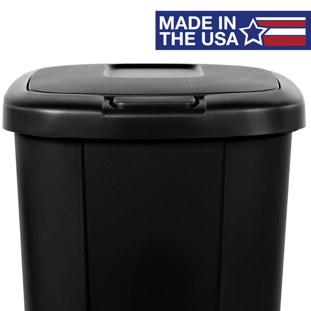 13.3 Gallon Black Plastic Touch Top Trash Can U302661