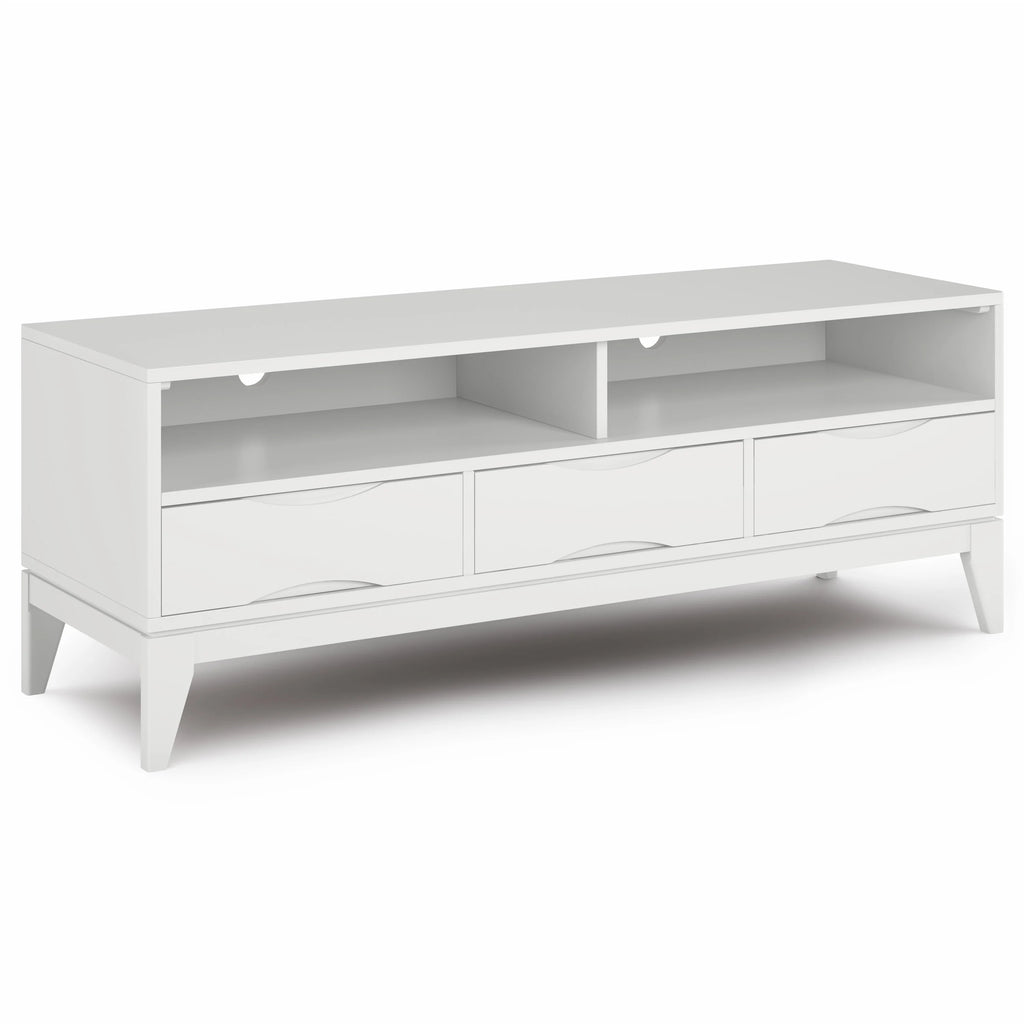 White 60 inch Wide Solid Hardwood TV Media Stand G2466