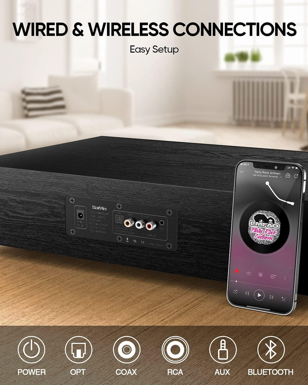 2.1 CH Sound Bar with Built-in Subwoofer and Bluetooth E8553