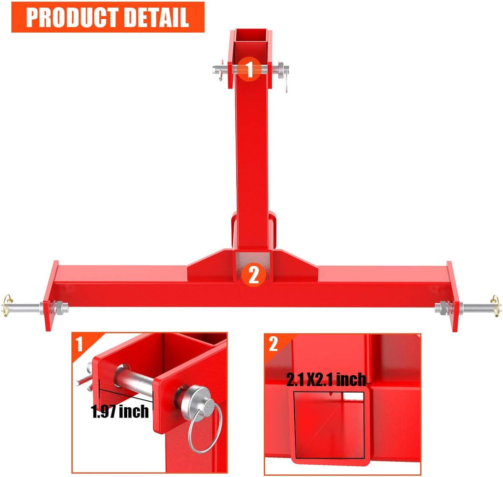 Red 3 Point Trailer Hitch with 2 Receivers R982507