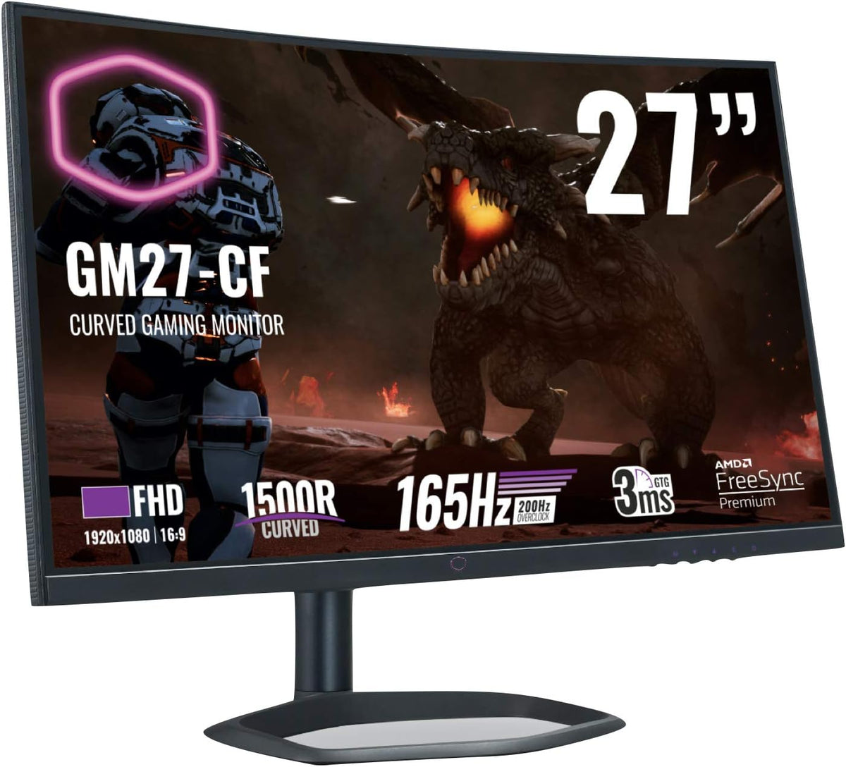 27 Inch 16:9 Curved PC Gaming Monitor, Frameless LED Full HD 1080P 1500R VA Panel, 165Hz, Built-in Speakers, VESA Mounting, AMD FreeSync Z589376