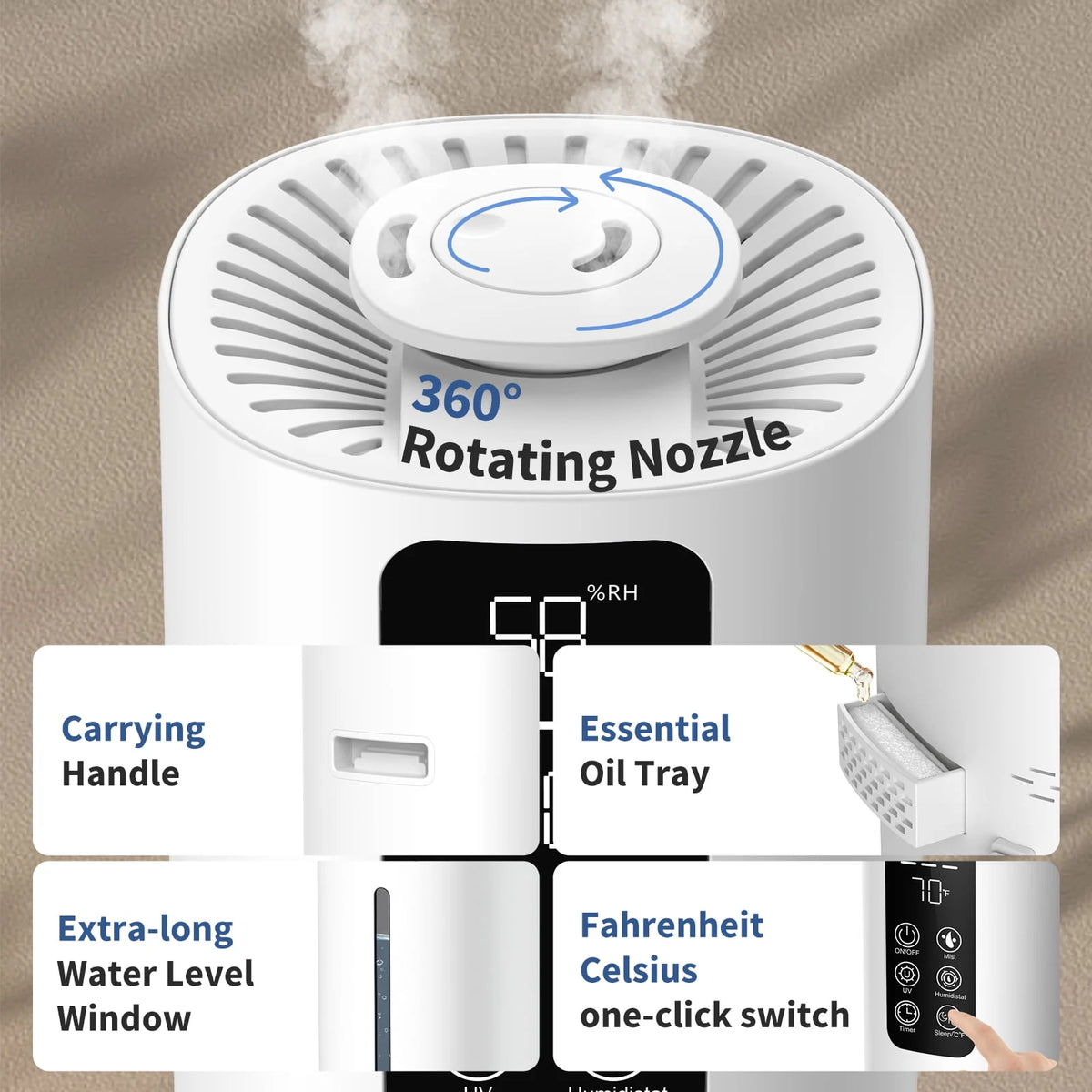 8L Top Fill Ultrasonic Floor Humidifier C57794