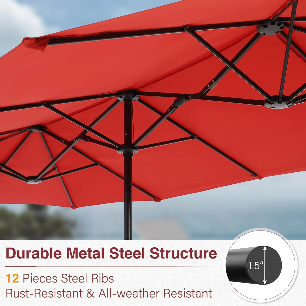 13x6.5ft Double-Sided Outdoor Patio Umbrella with Crank Handle, Beige A688