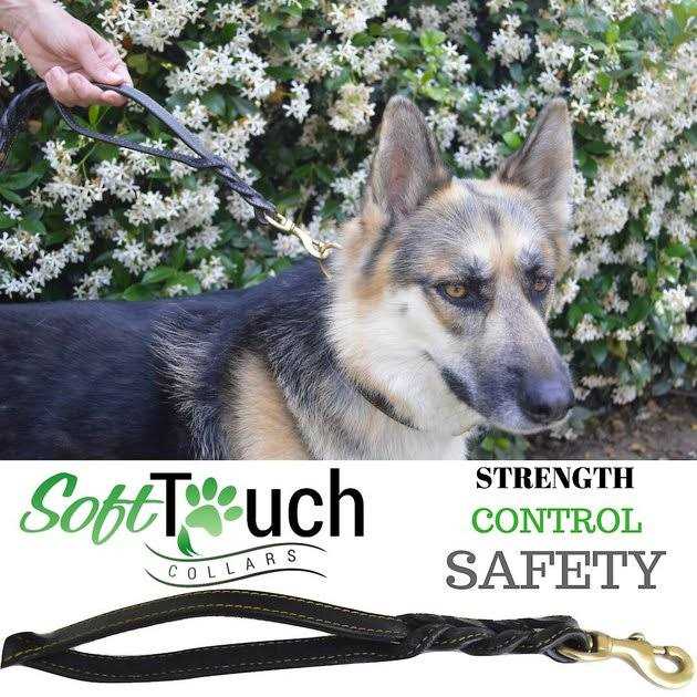 6 Foot Braided Leather Dog Leash with Traffic Handle I91433