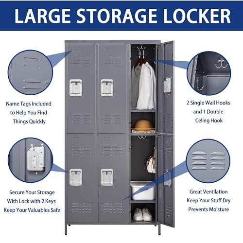 6 Door 72" H Metal Lockers with Lock L109466
