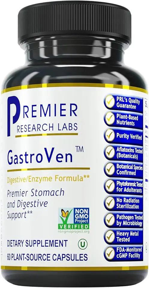 60 Plant-Source Capsules Digestive Supplements with Enzymes Ginger Bromelain & Green Tea Extract N143
