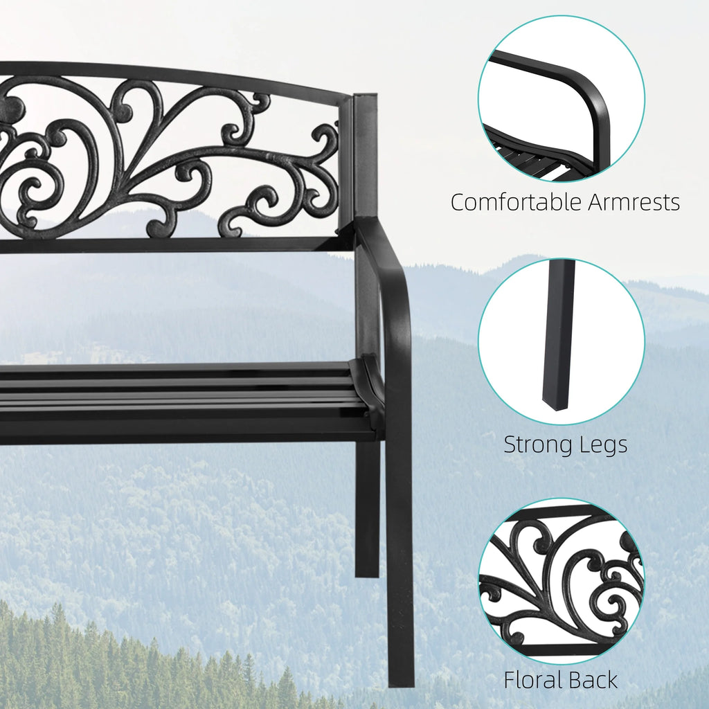 50" Steel 2 Seat Garden Bench E19663