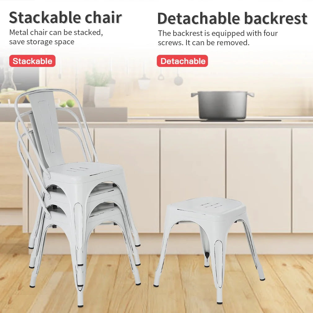 Set of 4 Stackable Metal Kitchen Chair I533