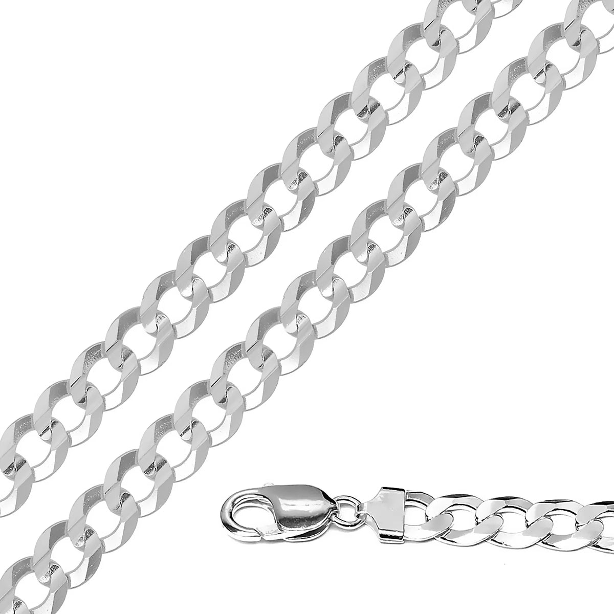 .925 Sterling Silver Flat Curb Chain Necklace 22 inches B943775