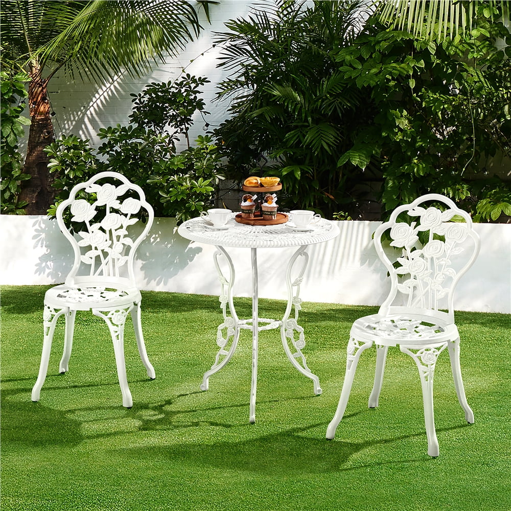 3 Piece Patio Bistro Table Set with Umbrella Hole O3523