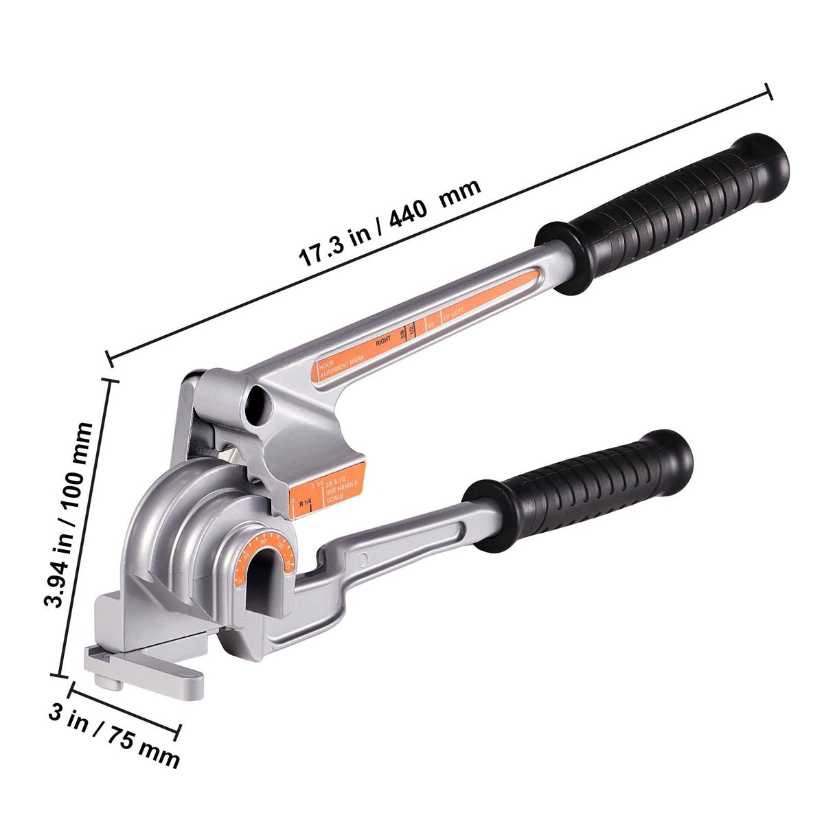 3 in 1 Lever Pipe Tube Bender for 1/4", 3/8", 1/2" O.D. 0-180° Bending Z1604