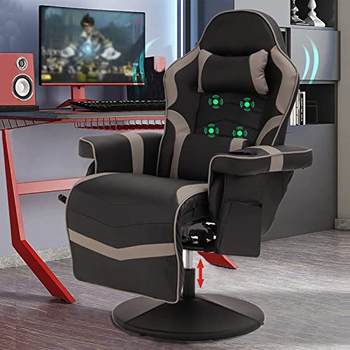 Reclining Gaming Chair with Footrest and Massage W9603