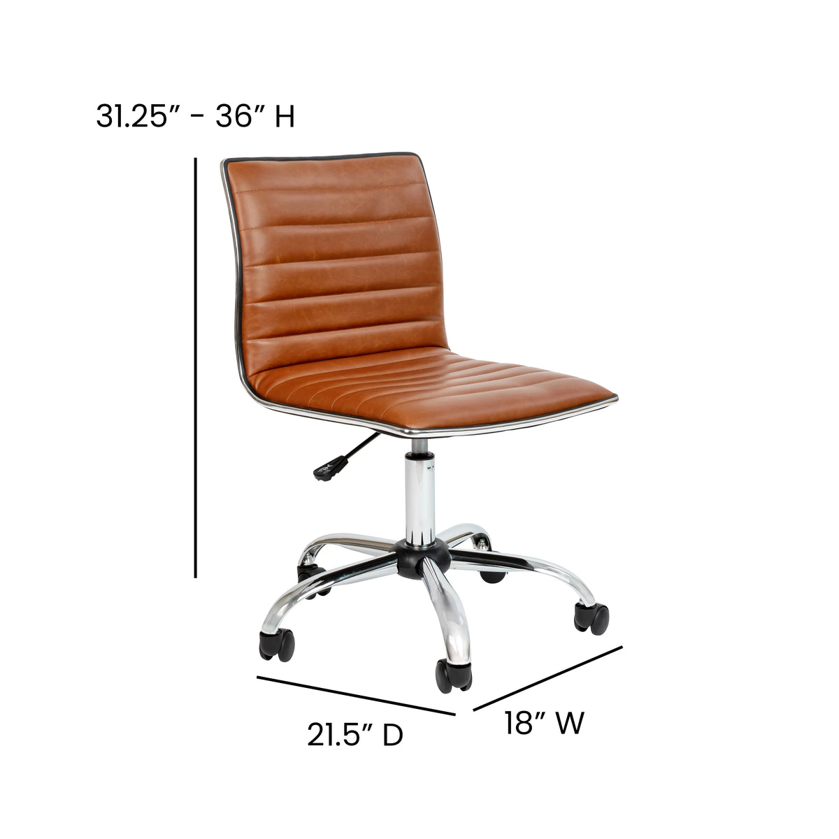 Brown Ribbed Swivel Task Office Chair L695