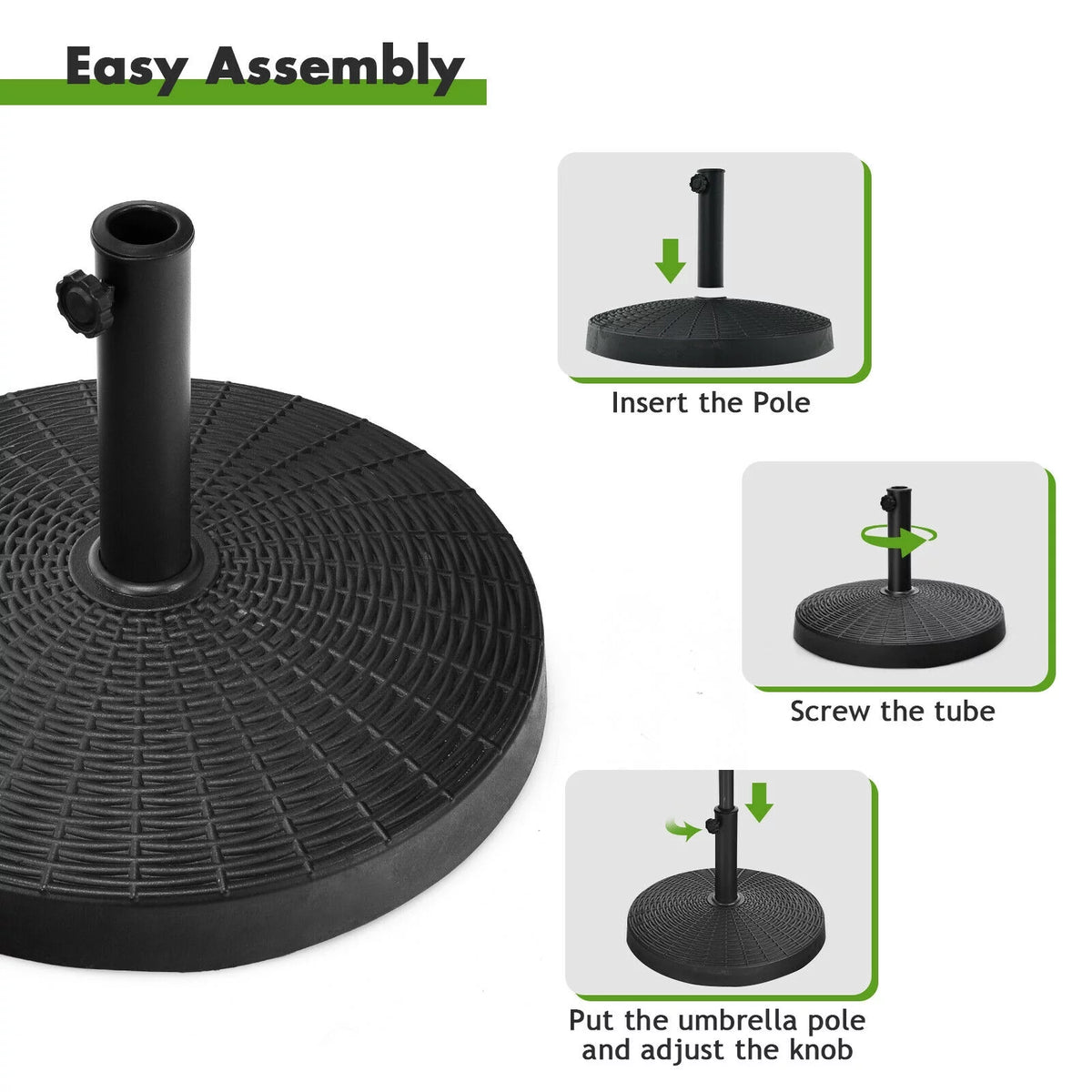 49lbs Round Resin Umbrella Base with Rattan Design V4555