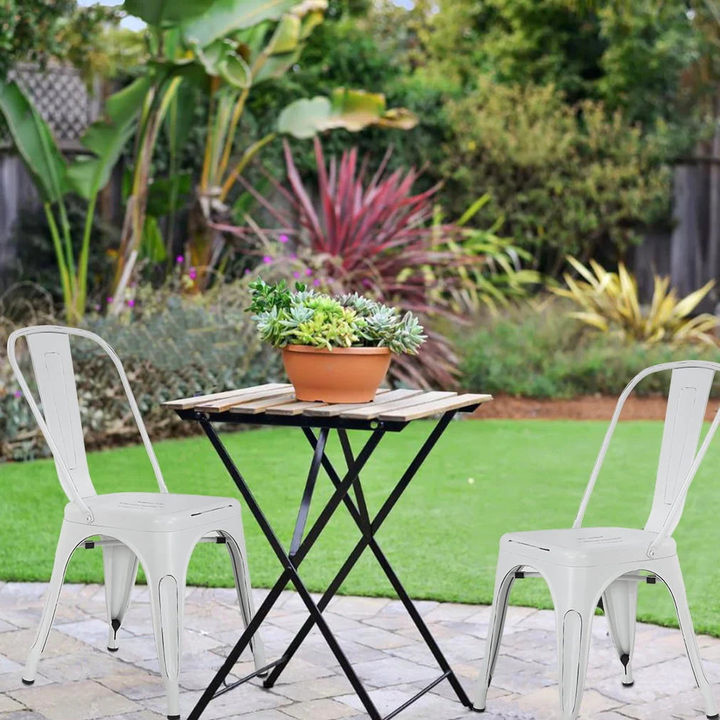 Set of 4 Stackable Metal Kitchen Chair I533