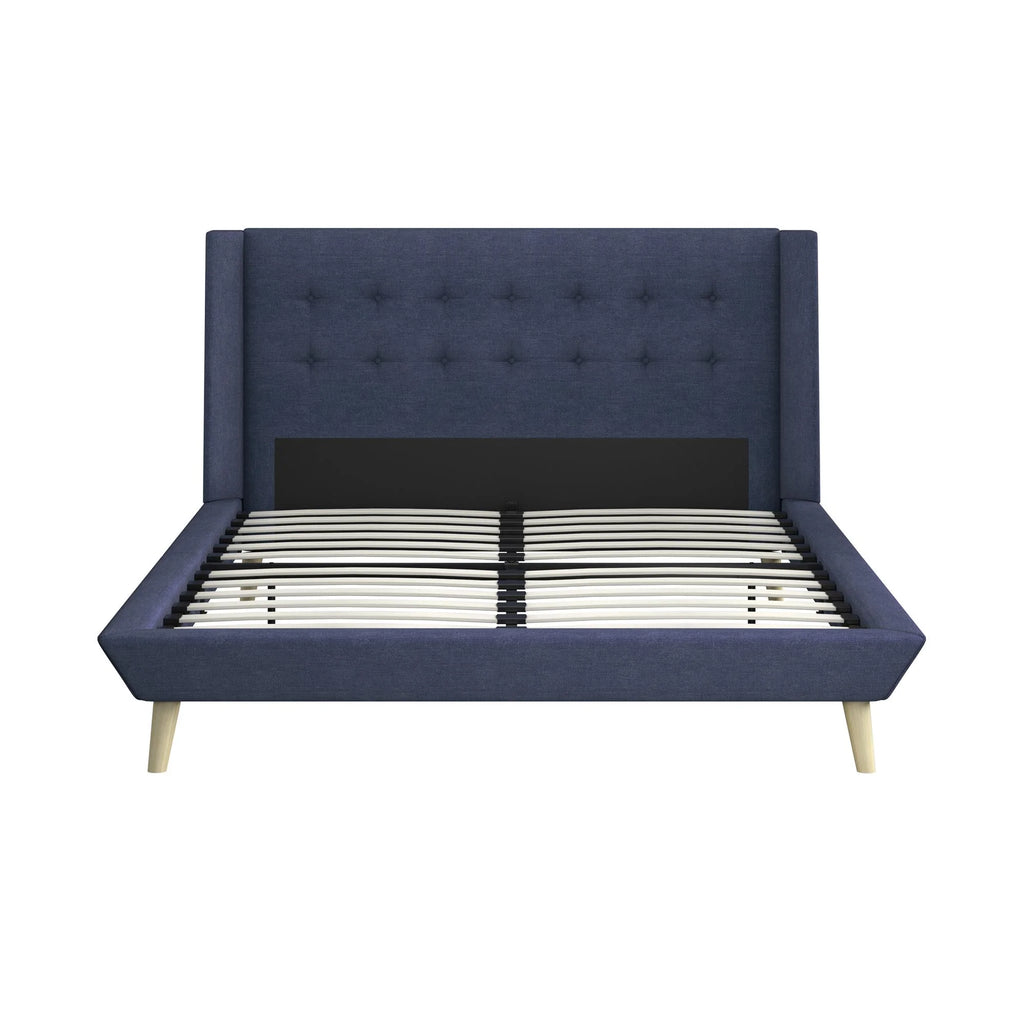 Queen Light Gray Linen Upholstered Bed F291219