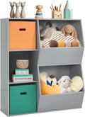 Grey Wooden 5 Cubbies Toy Storage Organizer with Bookcase E9590