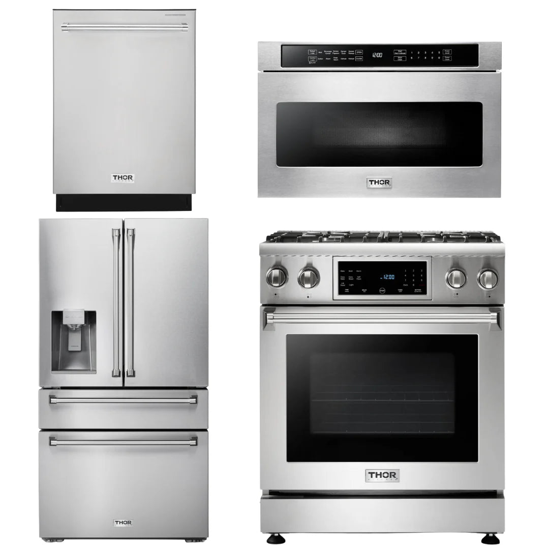 30 Gas Range, Microwave, Refrigerator with Water and Ice Dispenser, Dishwasher A891642