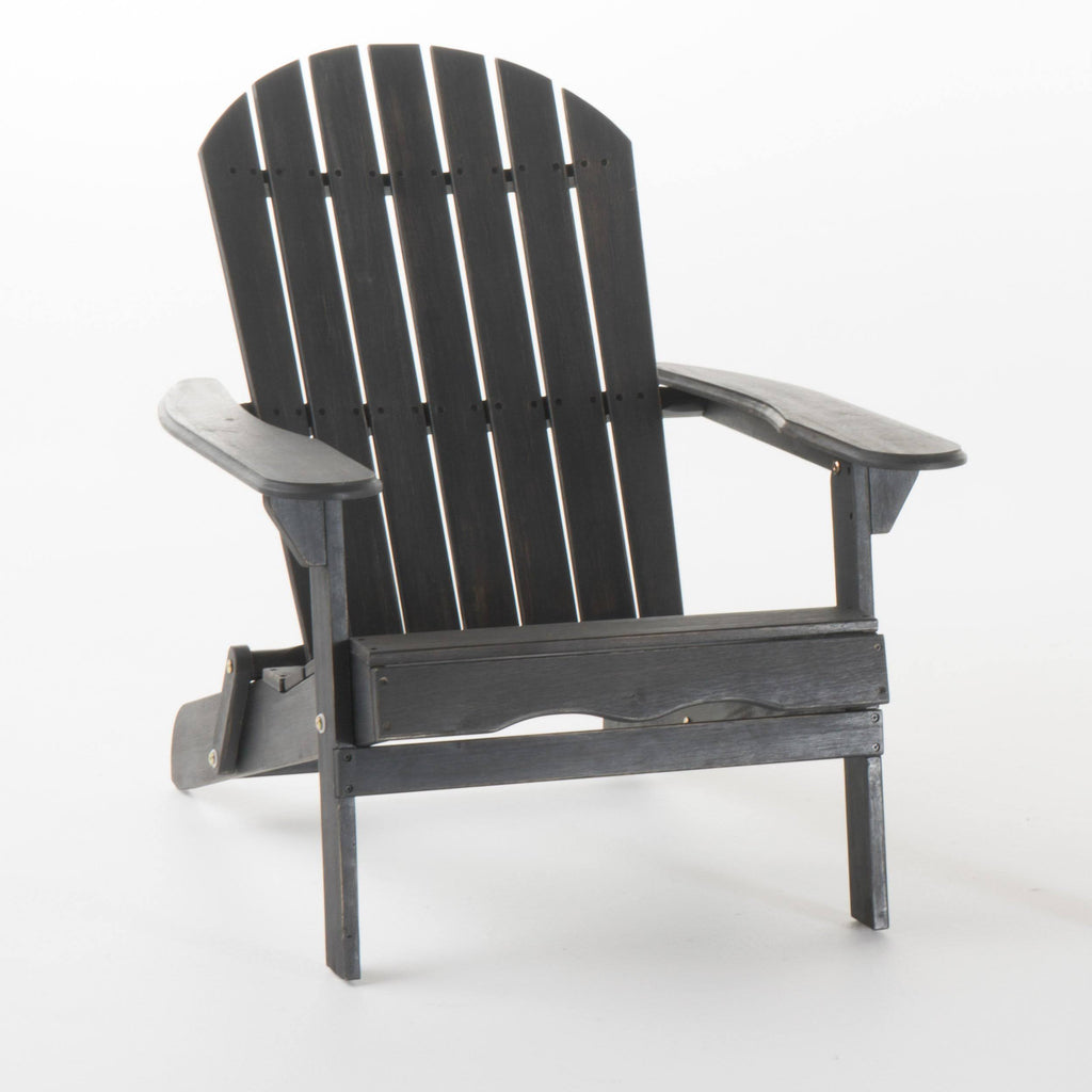 Dark Gray Acacia Wood Folding Adirondack Chair S3229