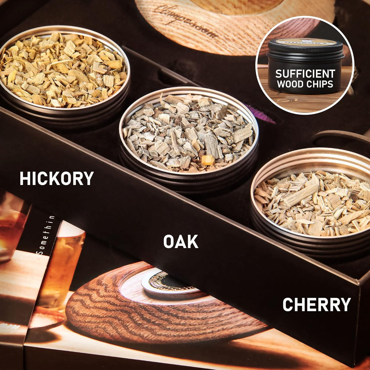 Whiskey Smoker Cocktail Smoker Kit with Torch, Three Kinds of Wood Chips C3902