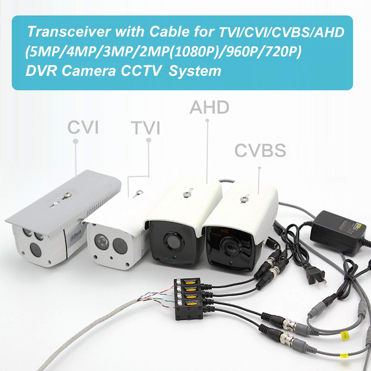 20 Pairs Passive HD BNC Video Balun Transceiver Transmitter AHD/TVI/CVI/CVBS Cable Connectors for CCTV Security Cameras I3575