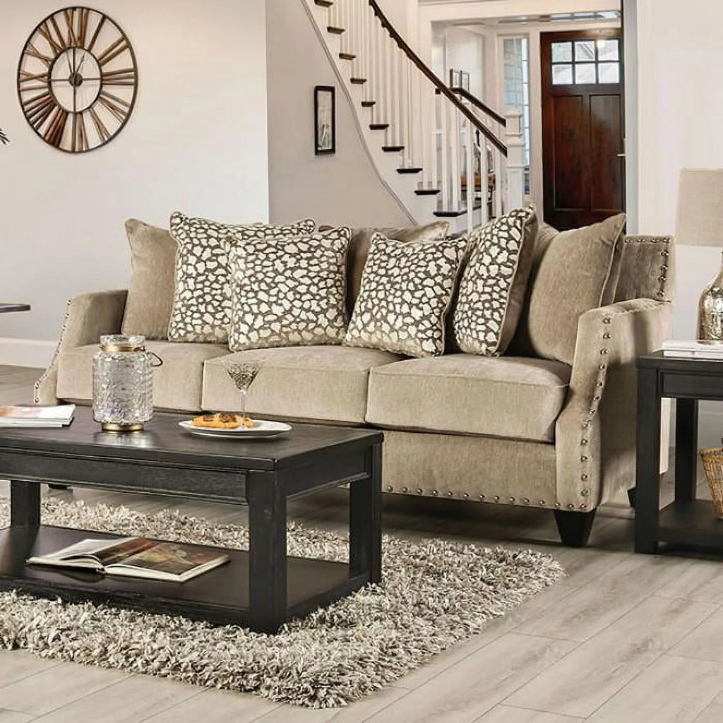 Beige Chenille Sofa and Loveseat R939