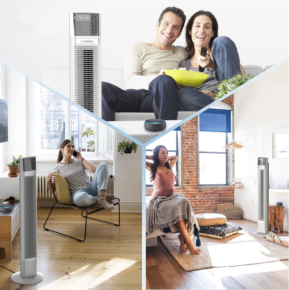White 48” Oscillating 4-Speed Tower Fan with Timer W63091